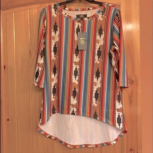 L&B Size Medium Serape and Cow Print 3/4 Sleeve Western Top NWT!!